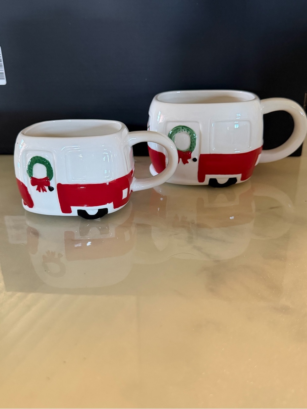 Threshold White Ceramic Mug with Red Camper and Green Wreath Accent